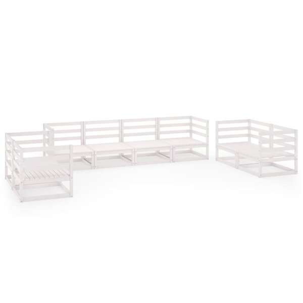 vidaXL Salon de jardin 8 Pièces Blanc Bois de pin massif