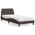 vidaXL Lit avec matelas marron foncé 90x190 cm tissu
