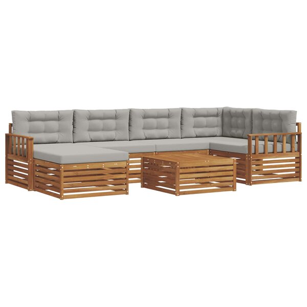 vidaXL Ensemble de canapés d'extérieur 7 pc Gris Naturel et Clair