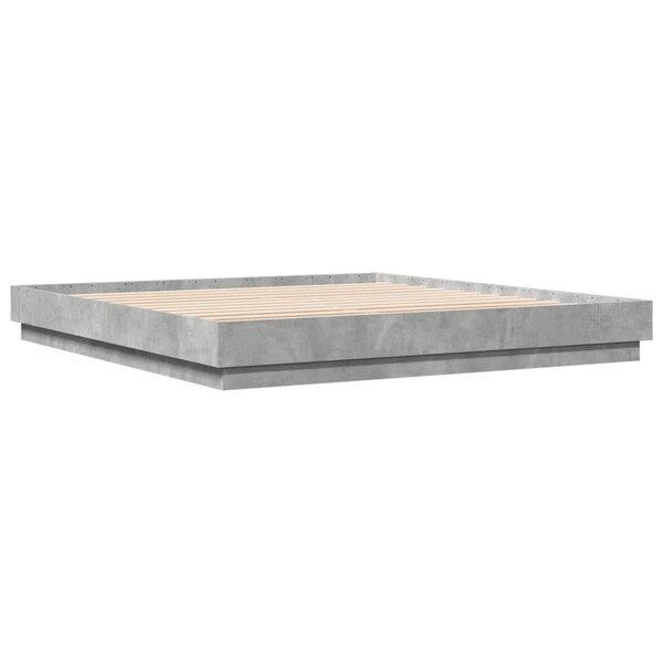 vidaXL Cadre de lit gris béton 180x200 cm bois d'ingénierie