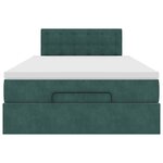 vidaXL Lit ottoman avec matelas et LED vert foncé 90x200cm velours