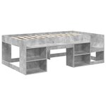 vidaXL Cadre de lit pour enfants avec rangement Gris béton 90 x 200 cm