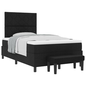 vidaXL Lit à Ressorts avec Matelas & Banc Noir 120x200 cm Tissu