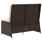 vidaXL Banc inclinable de jardin avec coussins marron résine tressée