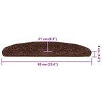 vidaXL Tapis d'escalier 30 pièces 65 x 21 x 4 cm Marron Demi-rond Grand
