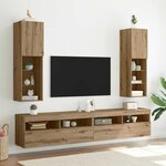 vidaXL Meubles TV avec lumières LED 2Pièces chêne artisanal 30 5x30x102cm