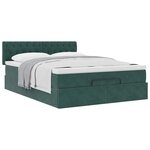 vidaXL Cadre de lit ottoman avec matelas vert foncé 140x190 cm velours