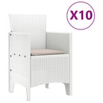 Ensemble de salle à manger de jardin vidaXL 11 pièces blanc poly rattan