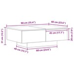 vidaXL Table basse Chêne noir 90 x 60 x 31 cm Bois d'ingénierie