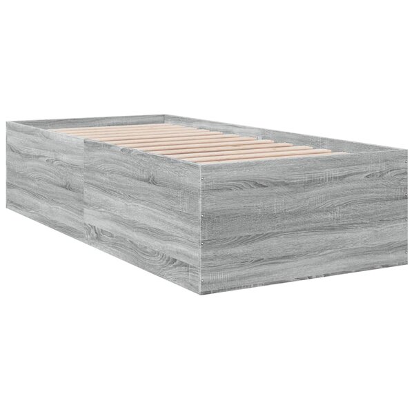 vidaXL Cadre de lit sonoma gris 75x190 cm bois d'ingénierie