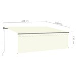 vidaXL Auvent automatique rétractable avec store 4x3 m Crème