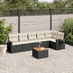 vidaXL Salon de jardin 7 Pièces avec coussins noir résine tressée