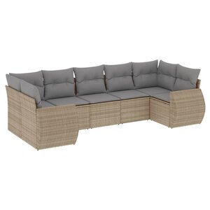 vidaXL Salon de jardin avec coussins 7 Pièces beige résine tressée