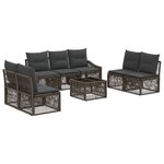 vidaXL Ensemble de canapé de jardin 8 Pièces Gris polyrotin