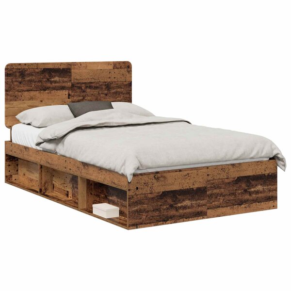 vidaXL Cadre de lit Bois ancien 120 x 190 cm Bois de pin massif