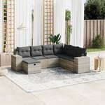vidaXL Salon de jardin avec coussins 7 Pièces gris clair résine tressée