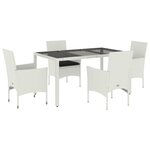 vidaXL Ensemble à manger de jardin et coussins 5 Pièces blanc rotin verre