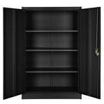 Armoire de bureau verrouillable dotée de 3 étagères meuble 4 niveaux noir 08_0000382