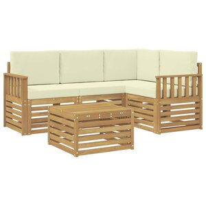 vidaXL Ensemble de canapés d'extérieur 5 pc Blanc et crème Polyester