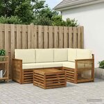 vidaXL Ensemble de canapés d'extérieur 5 pc Naturel et Crème Polyester