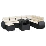 vidaXL Salon de jardin 9 Pièces avec coussins noir résine tressée