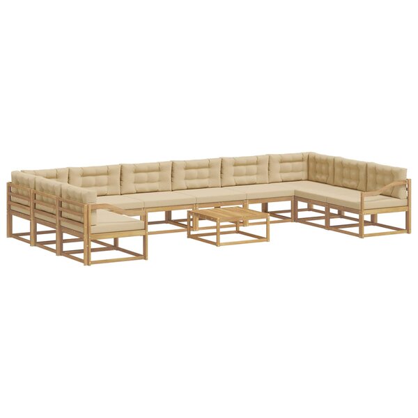 vidaXL Ensemble de canapés d'extérieur 11 pc Blanc et Beige