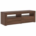 vidaXL Meuble TV avec lumières LED chêne marron 120x35x40 cm