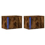 vidaXL Tables de chevet murales avec lumières LED 2 Pièces chêne fumé