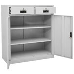 Armoire de bureau design durable avec 2 étagères réglables 90 x 40 x 102 cm en acier gris clair 02_0046908