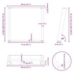 vidaXL Pieds de table à manger en U 2 pièces Blanc 80 x (72-73) cm Acier