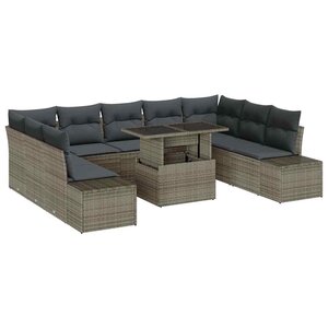 vidaXL Ensemble de canapé de jardin avec coussin 10 Pièces Gris