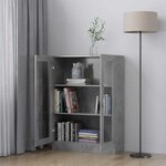 vidaXL Armoire à vitrine Gris béton 82 5x30 5x115 cm Bois d'ingénierie