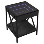 vidaXL Table de chevet avec LED infini noir 40x40x49 cm