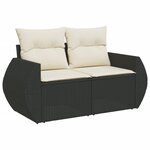 vidaXL Salon de jardin 7 Pièces avec coussins noir résine tressée