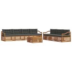 vidaXL Ensemble de canapés d'extérieur 8 Pièces Naturel et Anthracite