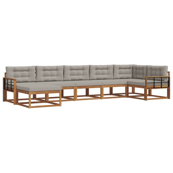 vidaXL Ensemble de canapés d'extérieur 7 pc Gris Naturel et Clair