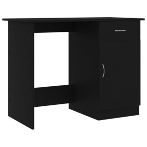Bureau table poste de travail meuble d'ordinateur informatique étude 100 x 50 x 76 cm bois d’ingénierie noir 02_0023889