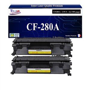 T3AZUR -2x Toners compatibles avec HP CF280A (80A) pour HP Laserjet Pro 400 M401 M401A M401D M401DN M401DW M401N MFP M425DN M425DW