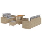 Canapé de jardin 8 pièces avec coussins Beige Poly Rotin Acacia