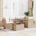 vidaXL Salon de jardin avec coussins 6 Pièces beige résine tressée