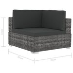 vidaXL Salon de jardin 4 Pièces avec coussins résine tressée gris