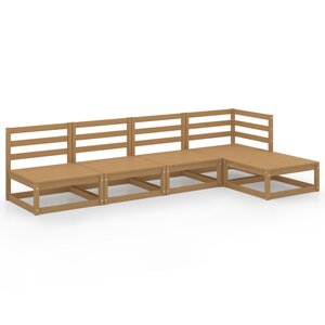 vidaXL Salon de jardin 5 Pièces marron miel bois de pin massif