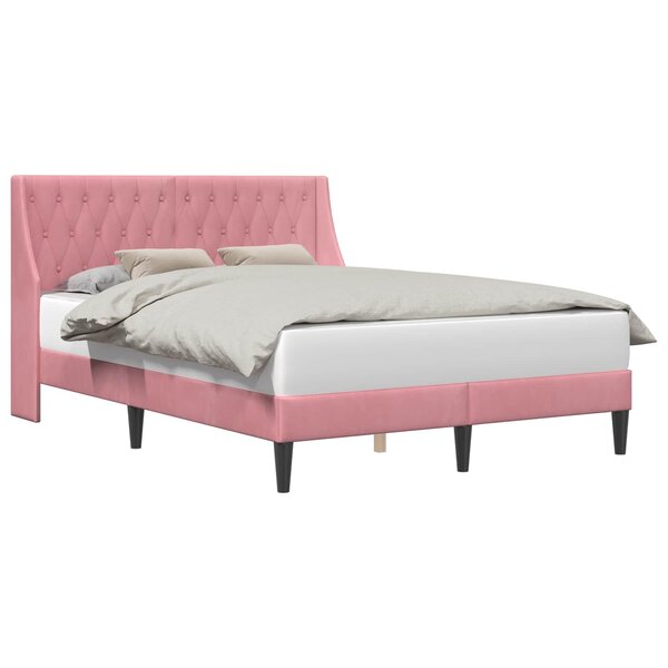 vidaXL Cadre de lit avec tête de lit Rose 140 x 190 cm Velours