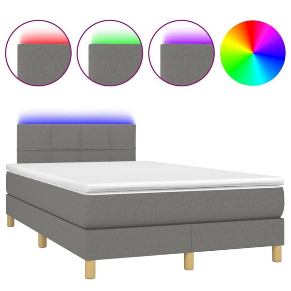 vidaXL Sommier à lattes de lit et matelas et LED Gris foncé 120x200 cm