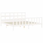 vidaXL Cadre de lit avec tête de lit blanc 200x200 cm bois massif