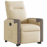 vidaXL Fauteuil inclinable Crème Tissu