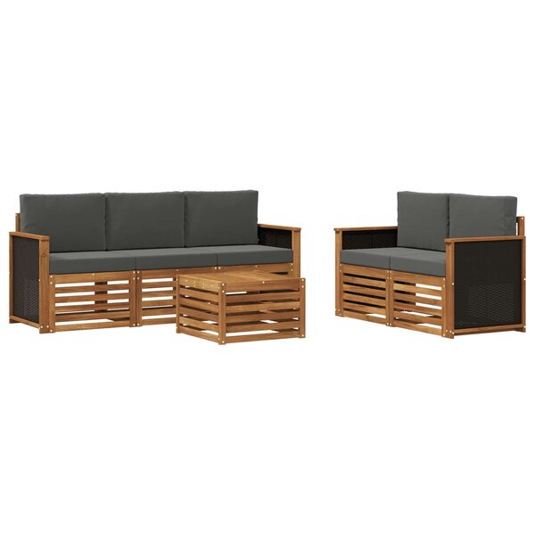 vidaXL Ensemble de canapés d'extérieur 6 pc Naturel et Anthracite