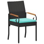 vidaXL Chaises de jardin 2 Pièces Noir et turquoise Poly Rattan et Acacia