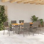 vidaXL Ensemble de salle à manger pour jardin 7 Pièces Gris