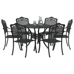 vidaXL Ensemble de salle à manger pour jardin 7 Pièces Noir Aluminium